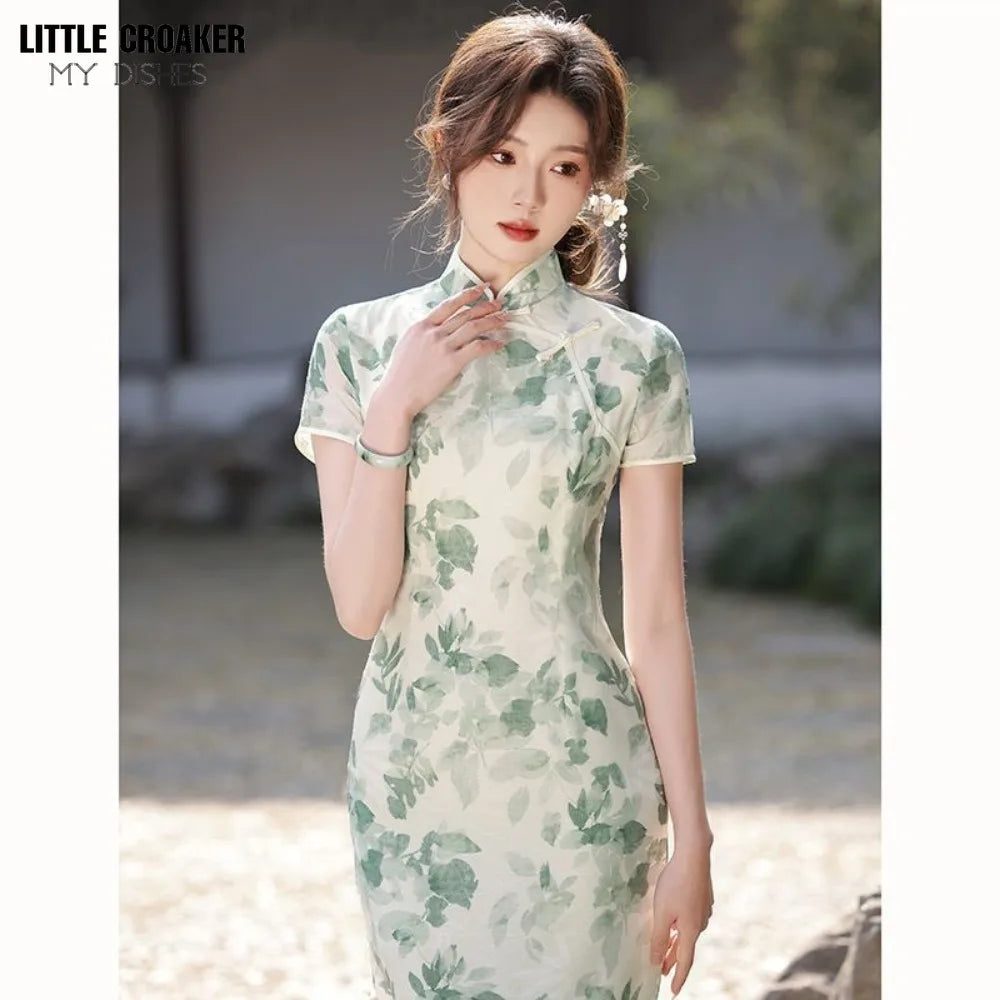 Women Little Fresh and Improved Qipao Cheongsam Young Girl New Chinese Style Dress Elegant Fashion