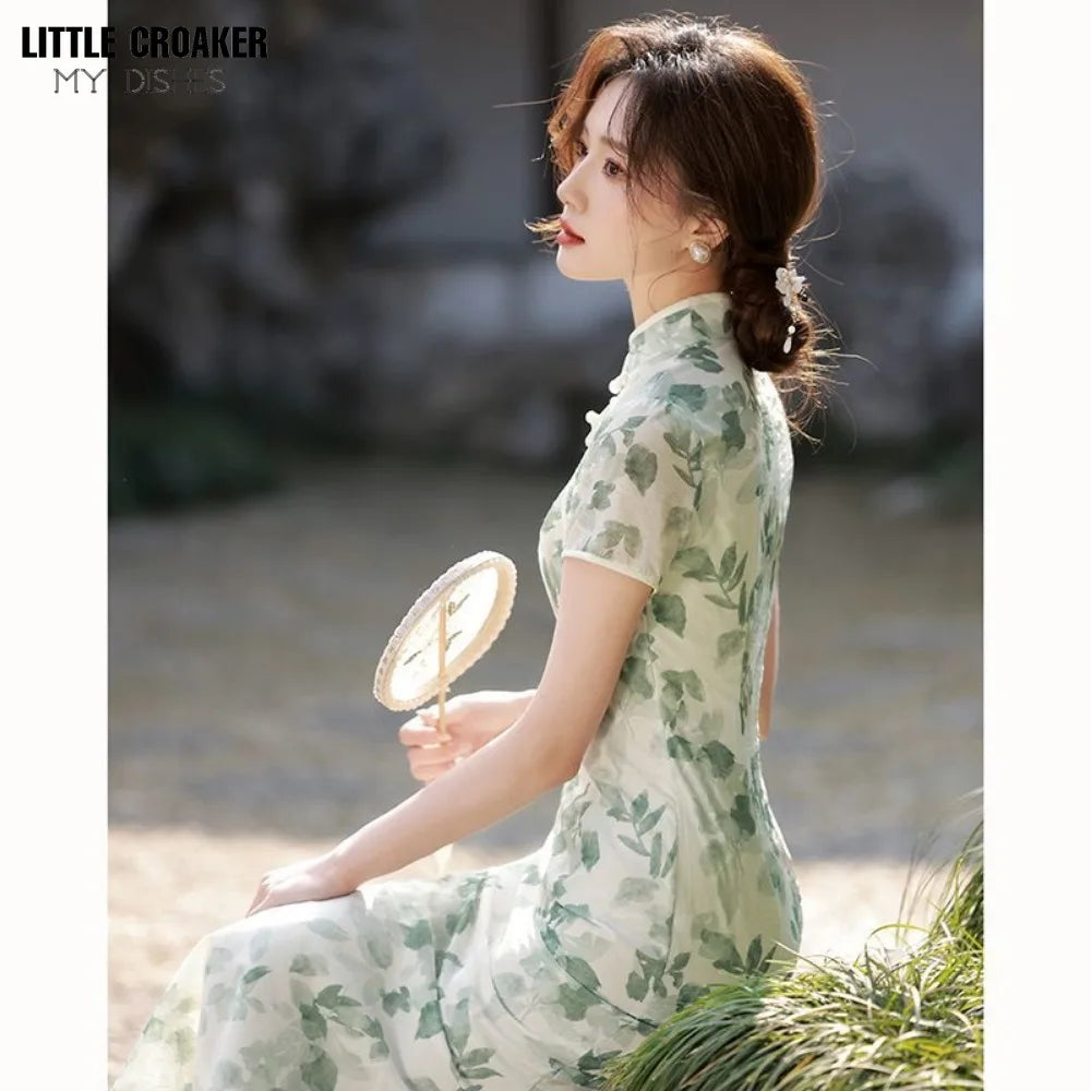 Women Little Fresh and Improved Qipao Cheongsam Young Girl New Chinese Style Dress Elegant Fashion