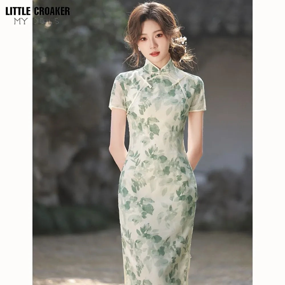 Women Little Fresh and Improved Qipao Cheongsam Young Girl New Chinese Style Dress Elegant Fashion