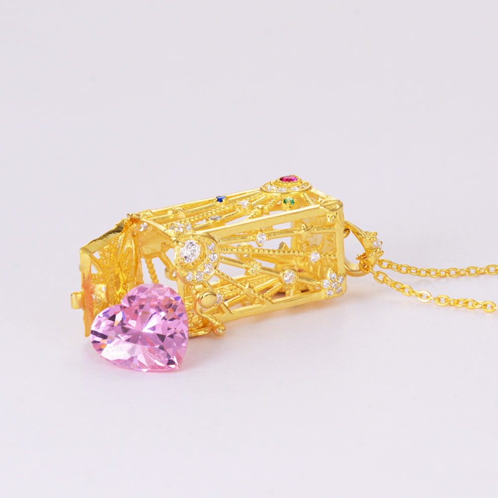 Heart Shape Zirconia Birthstone in Bottle Necklace