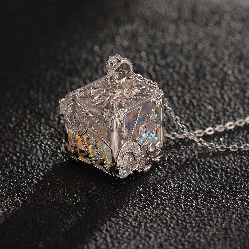 Rainbow Light Crystal in Cube Necklace