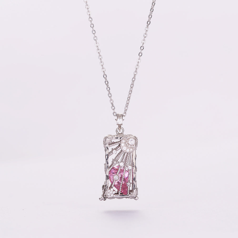 Heart Shape Zirconia Birthstone in Bottle Necklace